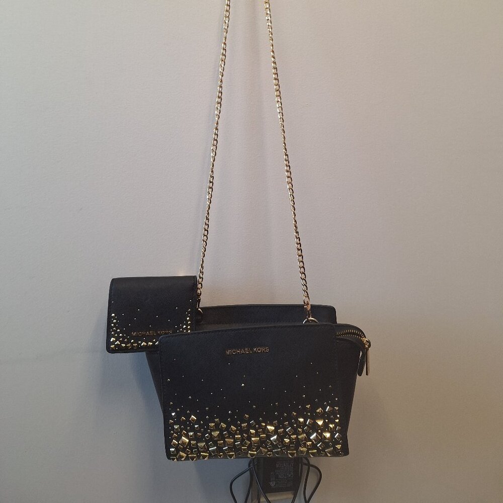 BUNDLE Michael Kors studded crossbody with matching wallet